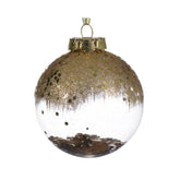 Decoris Shatterproof Bauble 8cm - Transparent with Inserted Glitter